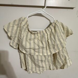 Rylee + Cru Cream and Gray Striped Top